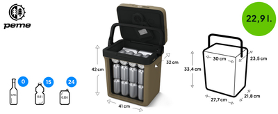 Frigorifer turistik Peme Essential 27, 23L, termoelektrik, Sand Storm