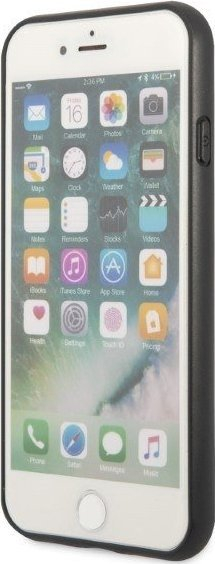 Këllëf telefoni Guess 4G Saffiano Double Card për iPhone 7, 8, SE, me xhepa për karta, i zi