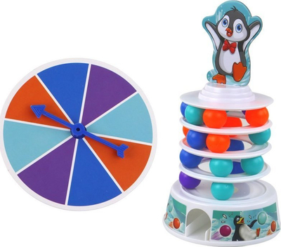 Lojë shkathtësie Leantoys Penguin Slide, me rrotë që rrotullohet, për kalamaj 4+, shumëngjyrëshe