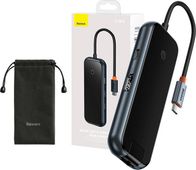 Hub USB C Baseus AcmeJoy 6 në 1, 2x USB 3.0, HDMI, gri e zezë
