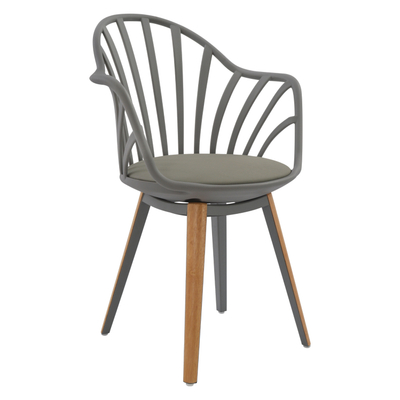 Karrige Anais me këmbë druri 60×61×85,5 cm (HM8049.10), gri
