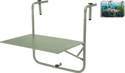 Tavolinë ballkoni ProGarden Balcony Table, metal, me lartësi që e rregullon vetë, jeshile mat