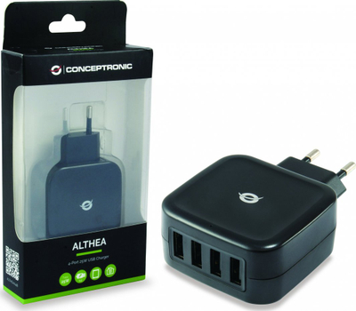 Karikues universal Conceptronic ALTHEA04B, 4x USB A, karikim i shpejtë, ngjyrë e zezë
