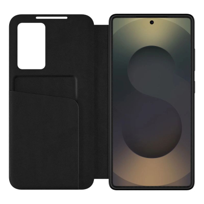 Заштитна футрола Tech-Protect Smart Wallet за Samsung Galaxy S25 Plus, смарт прозорец, мат, црна
