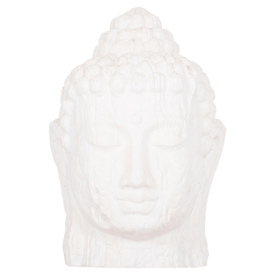 Skulpturë dekorative XXL Buddha Head HM4385.02, 90x90x100 cm, gips, e bardhë