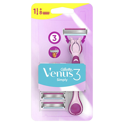 Brisk rroje Gillete Rashfleta Simply Venus 3, + 8 kokë zëvendësuese