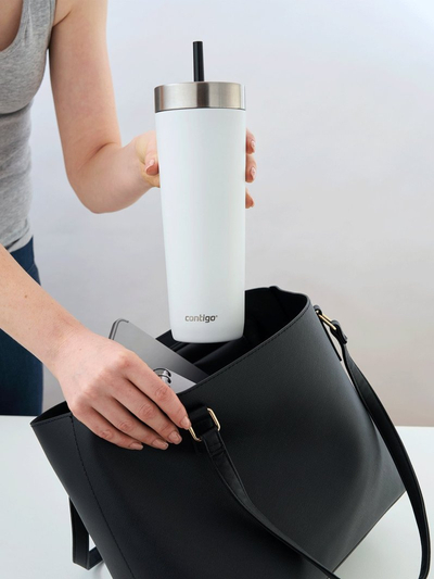 Kub termik Contigo Luxe Tumbler, 720ml, me pipë, i bardhë Salt