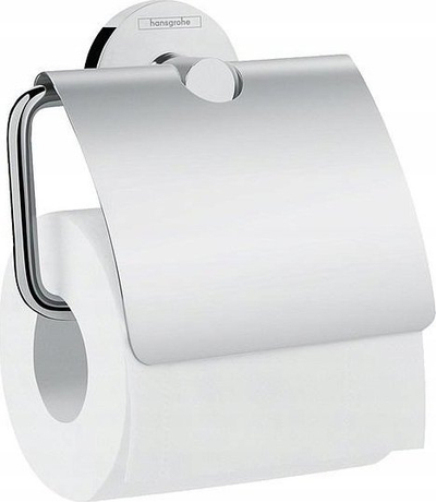Mbajtëse letre tualeti Hansgrohe Logis E, me kapak, krom, për montim në mur