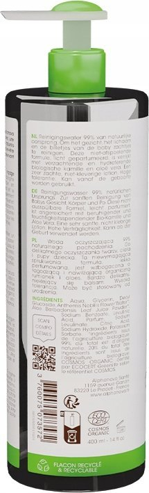 Ujë pastrimi për bebe Alphanova Baby, 400 ml, për lëkurë të ndjeshme