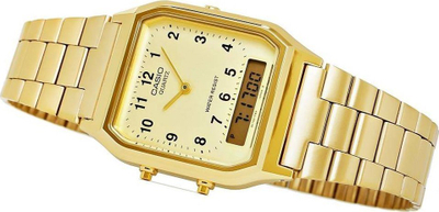 Рачен часовник Casio AQ-230GA-9B, кварцен, минерално стакло, златна боја