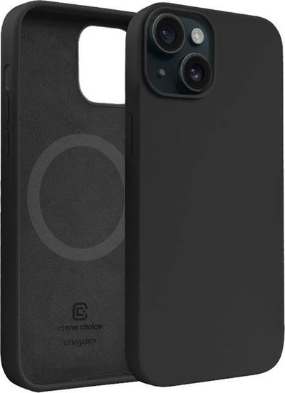 Заштитна маска Crong Color Cover Magnetic за iPhone 15, MagSafe, силиконска, црна