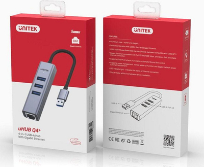 HUB Unitek (H1906A), 1 x RJ-45, 3 x USB - A 3.0