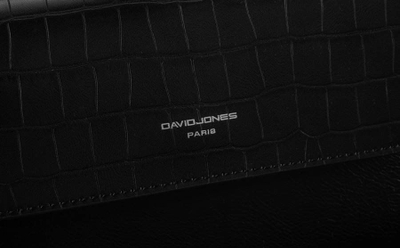 Çantë crossbody David Jones, lëkurë ekologjike, kapak krokodil, e zezë
