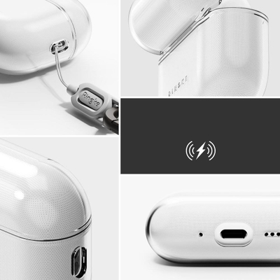 Kapak mbrojtës Ringke Air Series për AirPods Pro 3, TPU, me karabinë, transparent