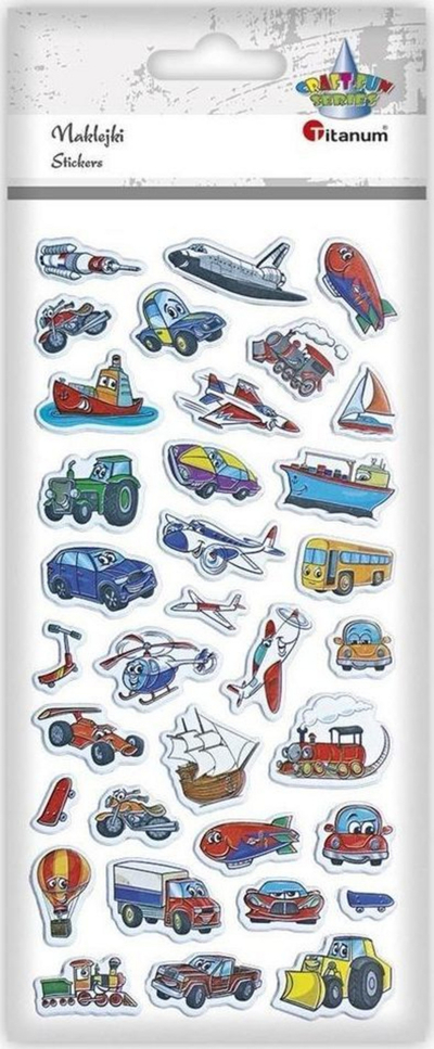 Stickers të ngritur Titanum Raised Soft Stickers Vehicles Mix, set 34 copë, shumëngjyrësh