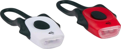 Set drita biçiklete Dunlop, LED, 2 copë, e bardhë edhe e kuqe