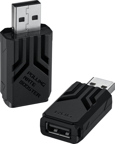 Adapter ASUS ROG Polling Rate Booster, 8000 Hz, për maus dhe tastierë, i zi