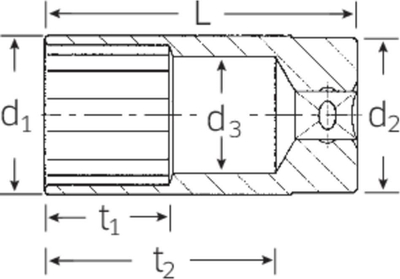 Bit gjashtëkëndësh Stahlwille 51 10 03020010, 10 mm, 1/2" HPQ, kromuar