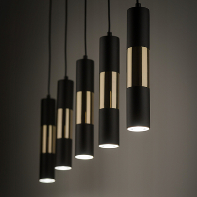 Llambadar varëse TK Lighting Vivien 4758, 5 vende, GU10, i zi me të artë
