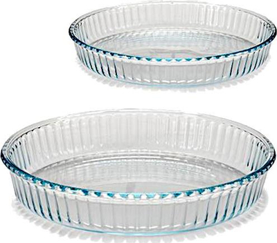 Set pjatancë furre Borcam Pasabahce, 26 cm, 32 cm, qelq transparent