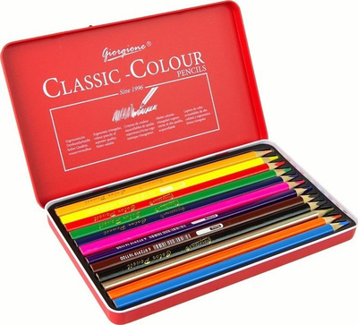 Set lapsash me ngjyra Leantoys Classic Colour, 12 ngjyra, kuti metalike e kuqe