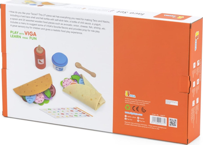 Set loje druri Viga Toys Taco and Burrito, role play kuzhine, shumëngjyrësh