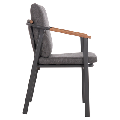 Karrige ngrënieje alumini Sentii HM6204.01, 60x55.5x90 cm, material Olefin, gri e errët