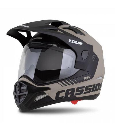 Helmetë moto Cassida Tour 2.0 Dual, vizor për Pinlock, ECE 22.06, bezhë e zezë mat