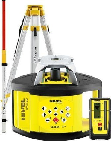 Ротационен ласерски нивелир Nivel System NL520R Digital, сет со статив SJJ1 и летва LS-24, жолт