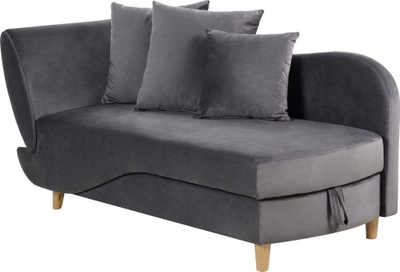 Divan chaise lounge dopio, kadife me vend për rrobat poshtë, shpinore që lëviz, gri e errët