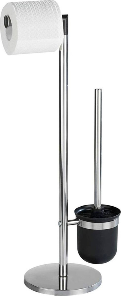 Mbajtëse letre higjienike me furçë Wenko Parus, çelik inox, ngjyrë argjendi
