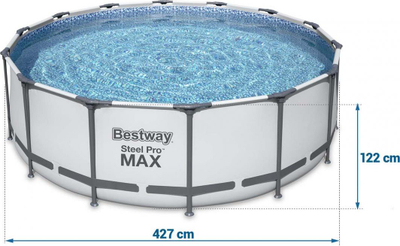 Pishinë Bestway Steel Pro Max 5612X, 427cm, set 12 në 1, blu