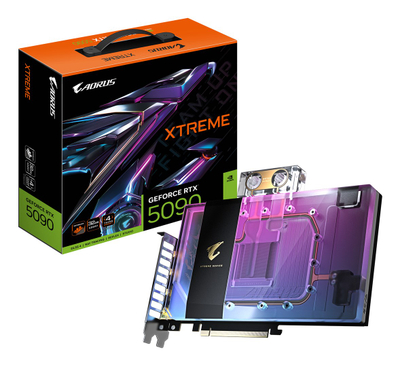 Kartelë grafike Gigabyte AORUS GeForce RTX 5090 XTREME WATERFORCE WB, 32GB, GDDR7, e zezë