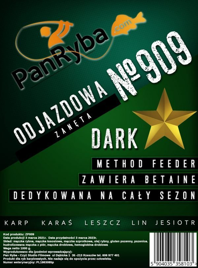 Zanëtë peshkimi Pan Ryba Crazy 909 Method Feeder, miks peshku, 1kg, e errët