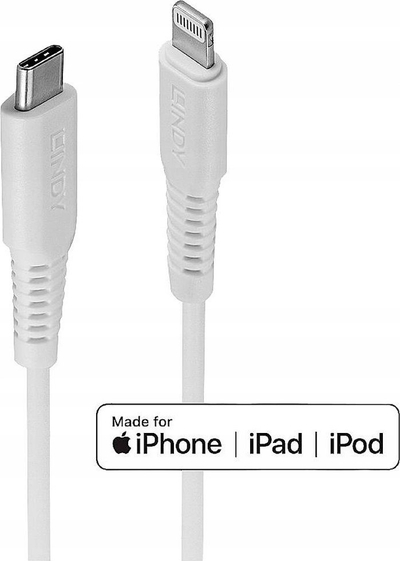 Kabull USB Lindy, Type C në Lightning, 1m, i bardhë