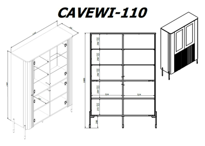 Vitrinë Cama Meble VERA, 110x40x160 cm, MDF dhe xham, e bardhë mat