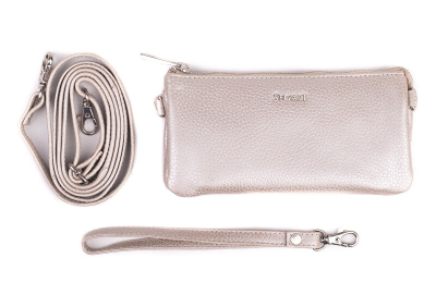 Çantë lëkure SEGALI Crossbody, e argjendtë