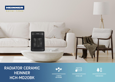 Ngrohës qeramik Heinner HCH-MD20BK, 1200W 2000W, termostat digjital, i zi