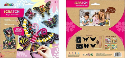 Set kreativ me gërvishtje Russell CH211787 Scratch Art Butterflies, për kalama, shumëngjyrësh