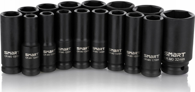 Set kokash goditëse të gjata SMART365, 1/2", 16 copa, në kuti plastike