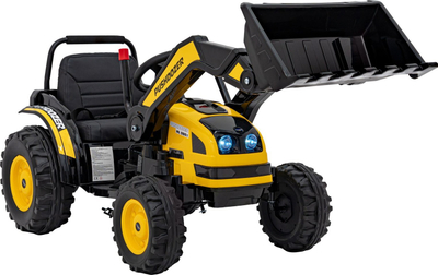Traktor elektrik për kalamoj Ramiz Yellow Tractor, 12V, me kovë buldozeri, i verdhë