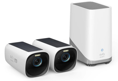 Sistem sigurie Eufy EufyCam E40 Starter Set 2+1, me HomeBase 3, panel diellor, i bardhë