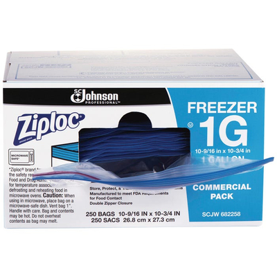 Qese ngrirëse Ziploc Freezer 1 Gallon, 2.7 mm, 250 copë, blu
