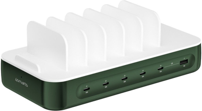 Stacion karikimi 4smarts Team 100W, 5x USB C 1x USB A, me 6 kabllo, i gjelbër