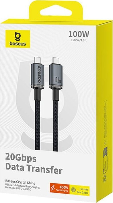 USB Ц кабел Baseus USB3.2, 20Gbps, 100W, црн