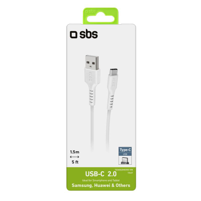 Kabllo USB SBS Mobile JAB-7488964, USB-A me USB-C, 1.5m, e bardhë