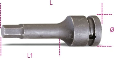 Çelës goditës BETA 007280712, profil gjashtëkëndor, dalje 3/4", i zi