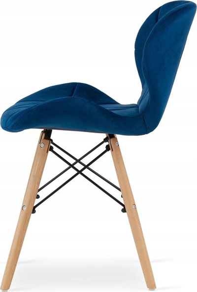 Set tavoline dhe karrige Todi Lago, tavolinë rrethore 60 cm, 2 karrige, tavolinë e zezë dhe karrige blu navy