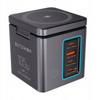 Karikues muri BlitzWolf BW‑i113 GaN, 105W, 1x USB‑A 3x USB‑C, i bardhë