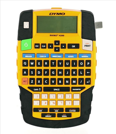 Печатач на етикети Dymo RHINO 4200, тастатура QWERTY, самолепливи етикети, портокалов